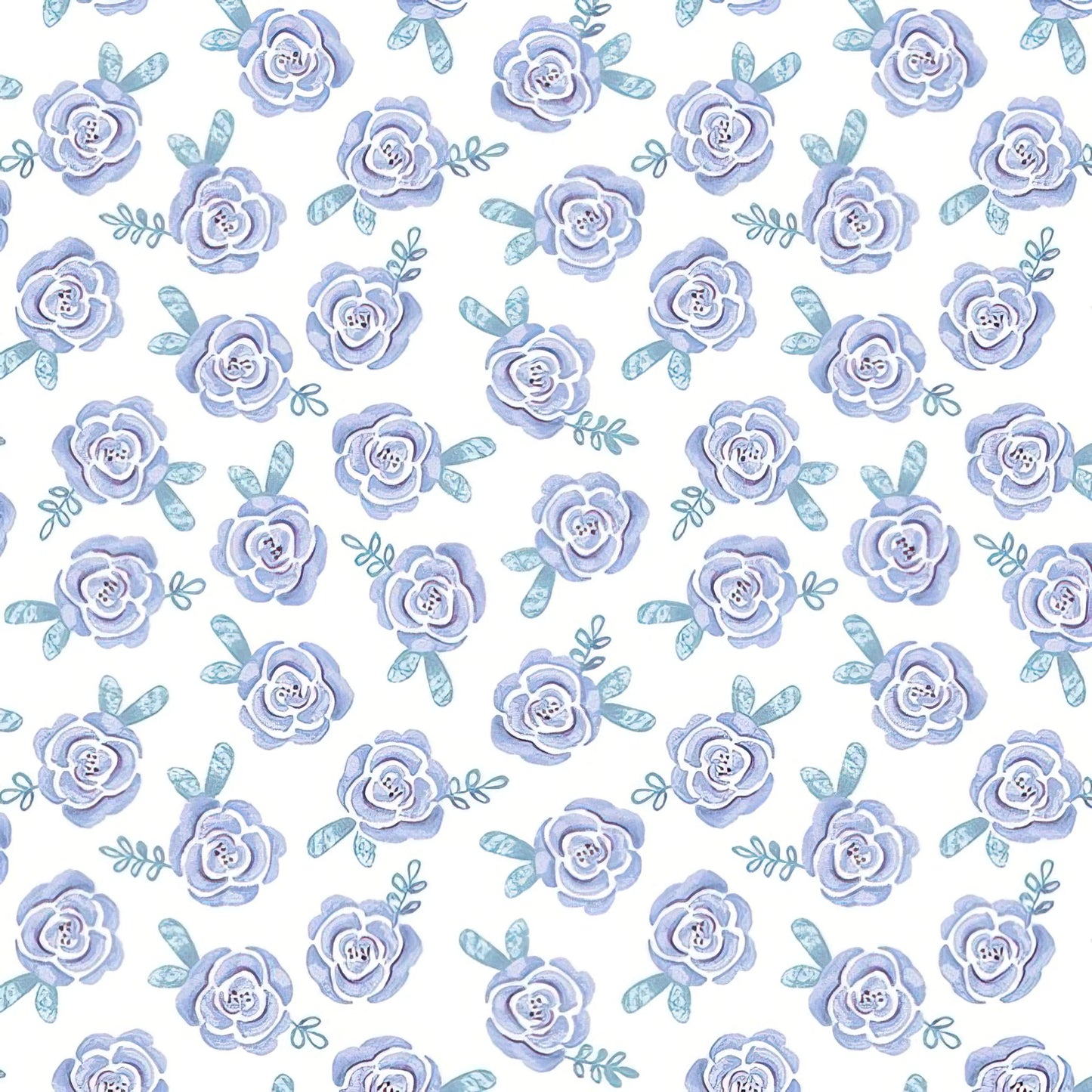 (7 yd) Benartex Dreamers Roses Blue/White 13411P-52 (Pearlized)
