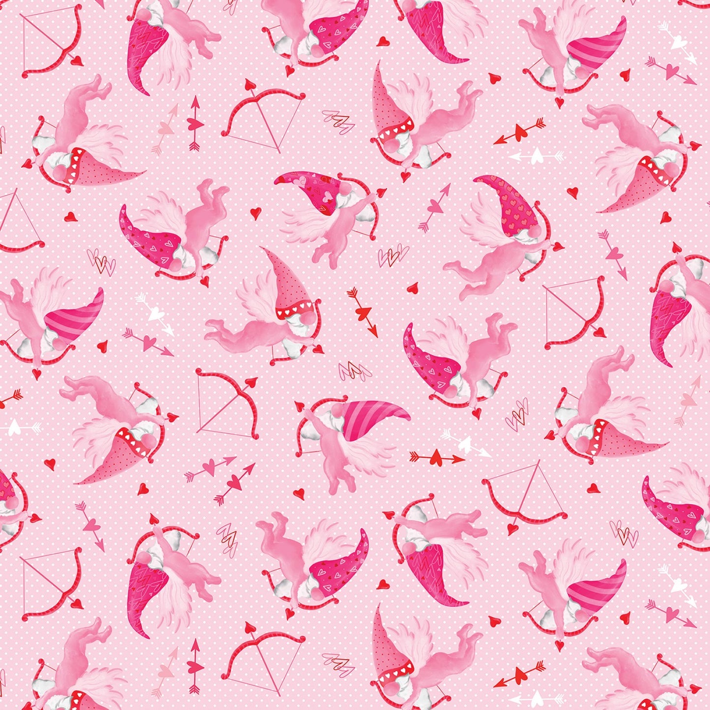(3 yd) Riley Blake Be My Gnomie Cupid Gnomes Light Pink 14089-01