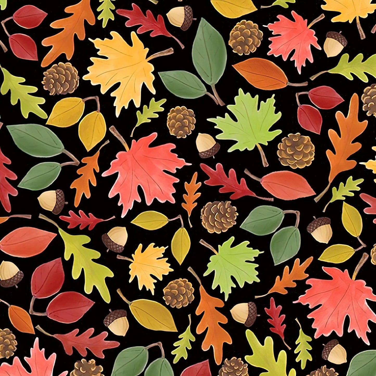 (2.5 yd) Benartex Falling For Gnomes Leafy Fall Fun Black 14236-12