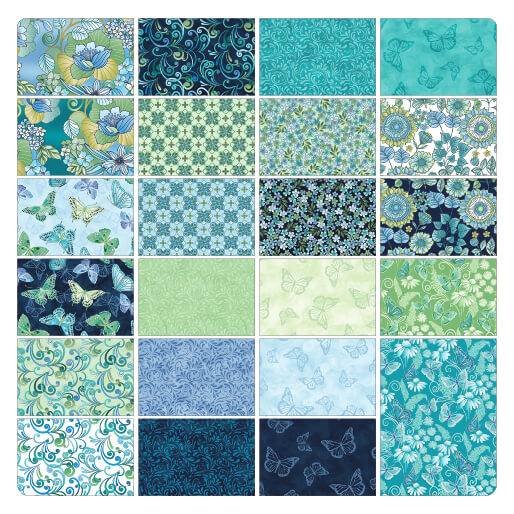 Benartex Butterfly Calypso Strip-pies - 40 2.5" Strips