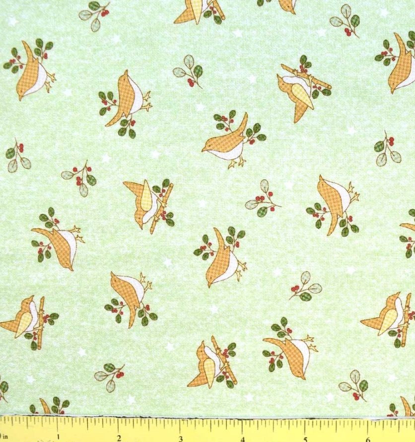 (1.5 yd) Benartex ABCs Bird Sprig Green 13175-44