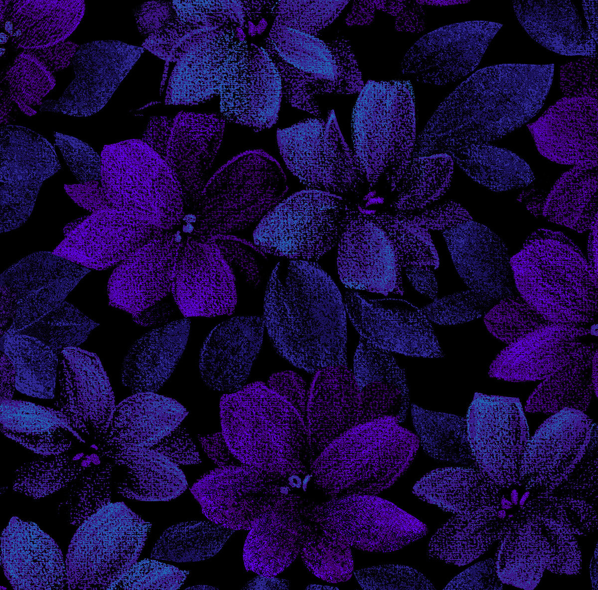 (4 yd) RJR Fabrics Midnight Garden 3420-1 Royal Flowers