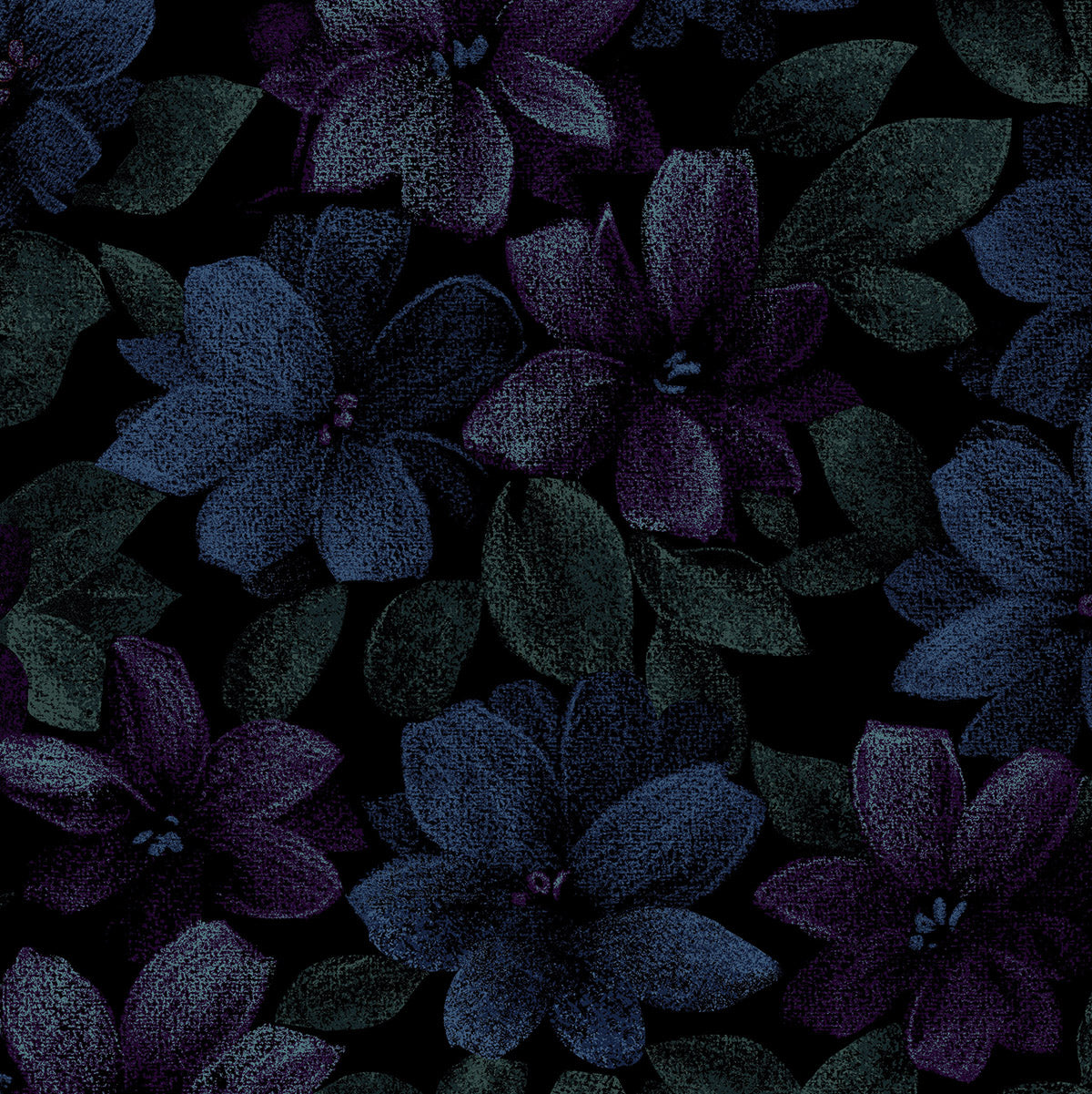 (3 yd) RJR Fabrics Jinny Beyer Midnight Garden 3420-2 Packed Floral Blue