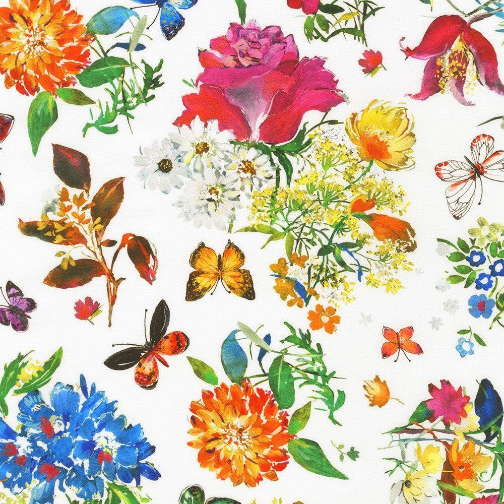 (4 yd) Robert Kaufman Joyful Meadows AVMD-21951-1 White Floral