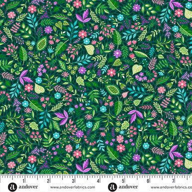 (1.5 yd) Andover/Makower UK Tropica Stripe 150-G Foliage