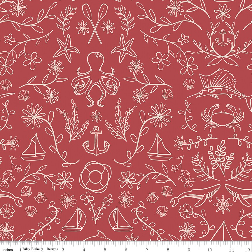 (1.5 yd) Riley Blake Yacht Club C15920 Red Main