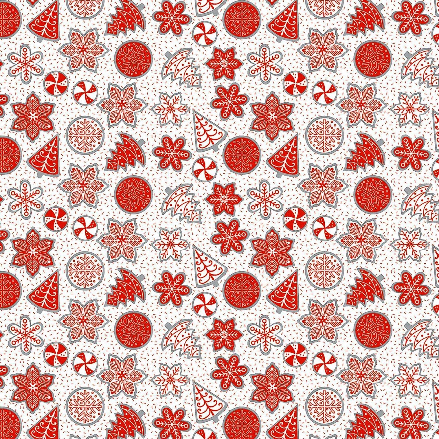 (2 yd) Benartex Nordic Cabin Cookies Red 4589P-10 (Pearlescent Accents)