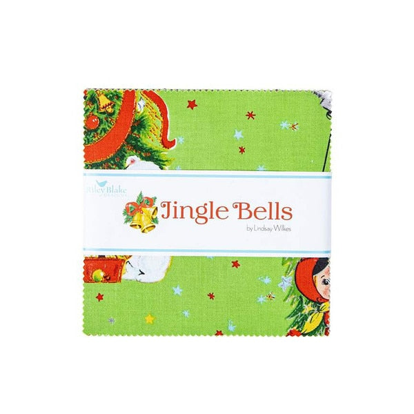 Charm Pack 5x5 Squares - Riley Blake Jingle Bells 5-inch Stacker - 40 5" Square