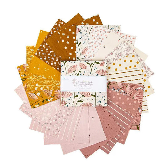 Charm Pack 5x5 Squares - Riley Blake Blush 'n Butterscotch 5-inch Stacker - 40 5" Squares