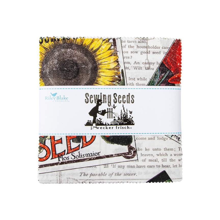 Charm Pack 5x5 Squares - Riley Blake Sewing Seeds III 5-inch Stacker - 40 5" Squares