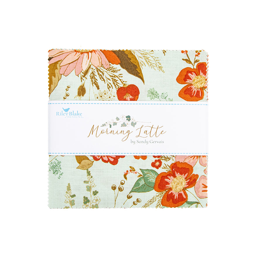 Charm Pack 5x5 Squares - Riley Blake Morning Latte 5-inch Stacker - 40 5" Squares