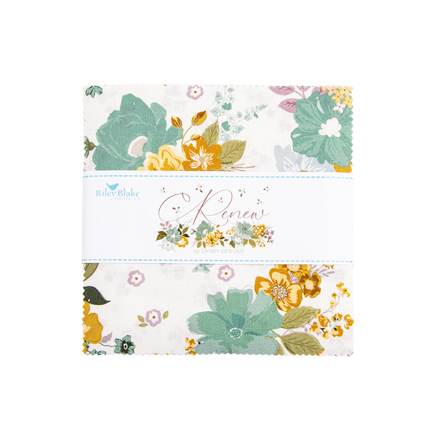 Charm Pack 5x5 Squares - Riley Blake Renew 5-inch Stacker - 40 5" Squares