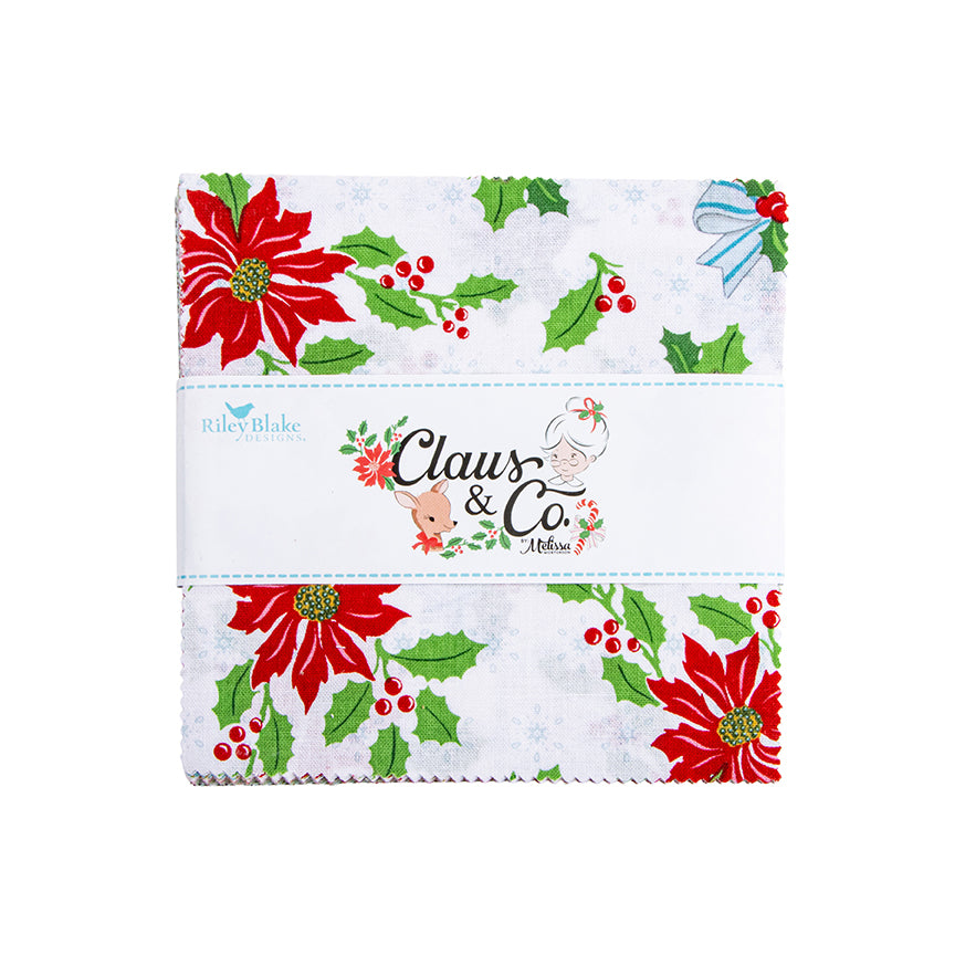 Charm Pack 5x5 Squares - Riley Blake Claus & Co. 5-inch Stacker - 40 5" Squares