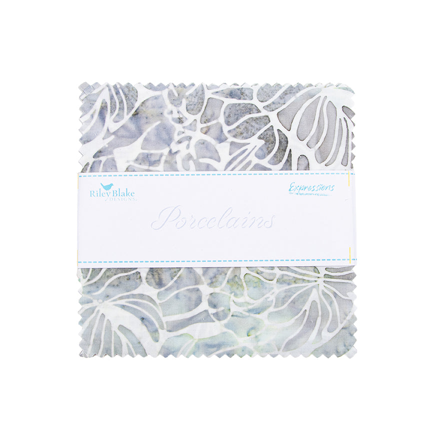 Charm Pack 5x5 Squares - Riley Blake Porcelains Batik 5-inch Stacker - 40 5" Squares