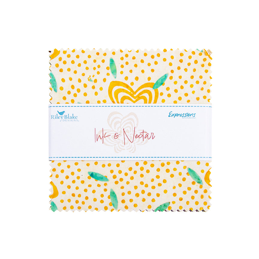 Charm Pack 5x5 Squares - Riley Blake Ink & Nectar Batik 5-inch Stacker - 40 5" Squares