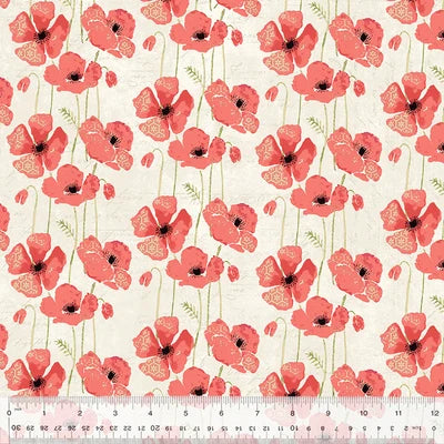 (2 yd) Windham Fabrics Poppy 53454-2 Poppy Field Ivory