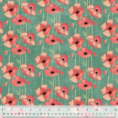 (2 yd) Windham Fabrics Poppy 53454-3 Poppy Field Teal