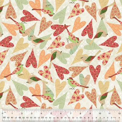 (2 yd) Windham Fabrics Poppy 53455-2 Scrappy Hearts Ivory