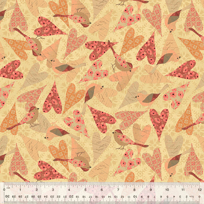 (2 yd) Windham Fabrics Poppy 53455-5 Scrappy Hearts Tan
