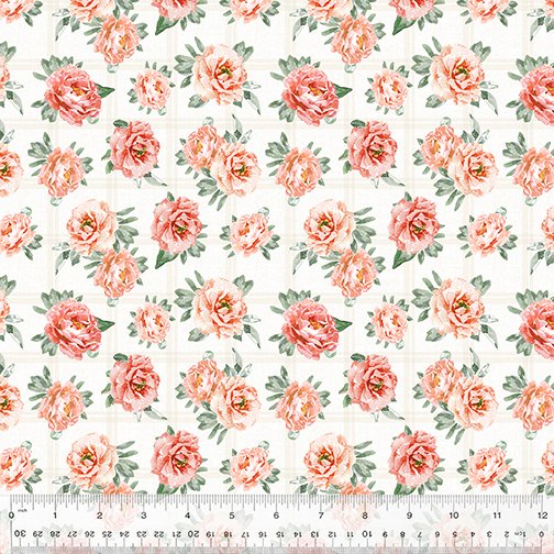 (3 yd) Windham Fabrics Juliette 53518-1 Peach Floral Picnic Bunches