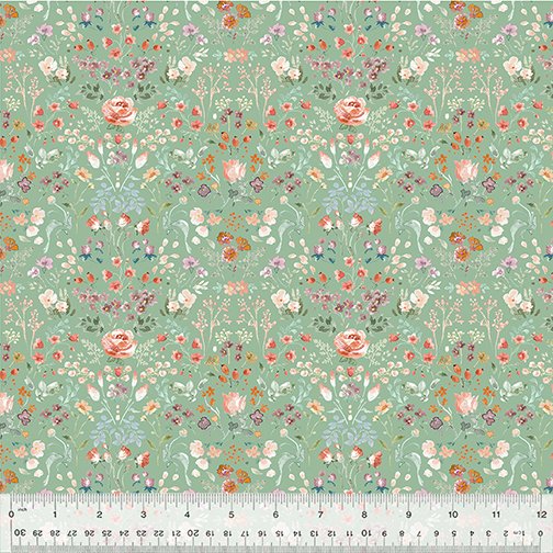 (3 yd) Windham Fabrics Juliette 53517-8 Garden on Green