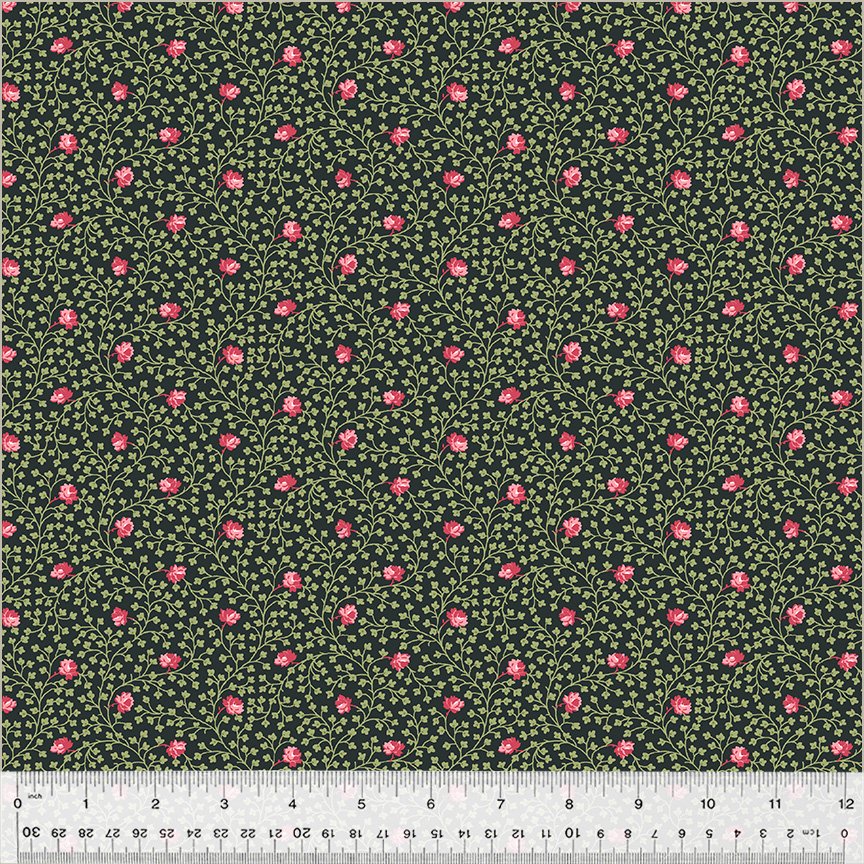 (1.5 yd) Windham Fabrics Jolene 53880-1 Ditsy Vine Black