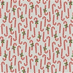 (4 yd) Andover/Makower UK Retro Ho Ho Gray Candy Canes A-577-C