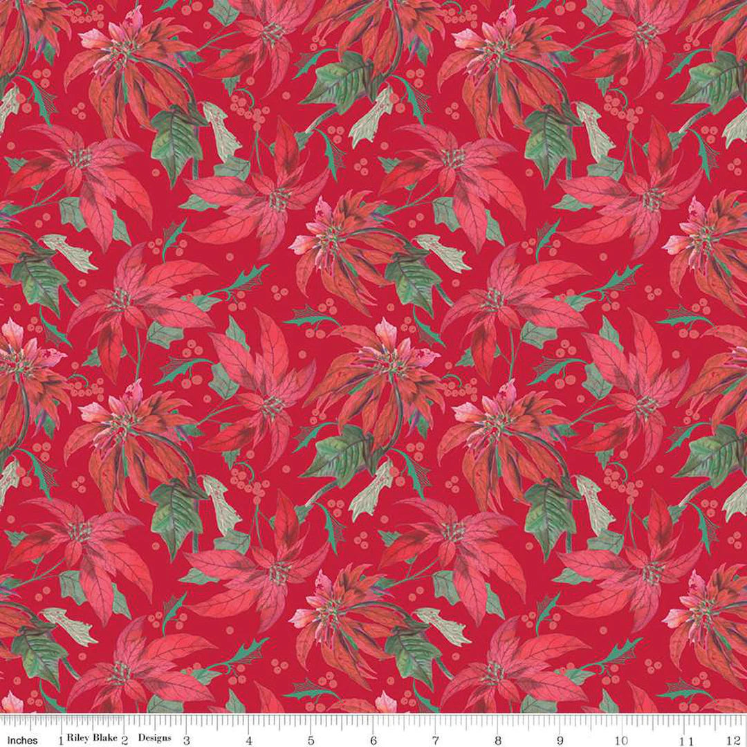 (2.5 yd) Riley Blake Merry Little Christmas 14840 Red Poinsettia