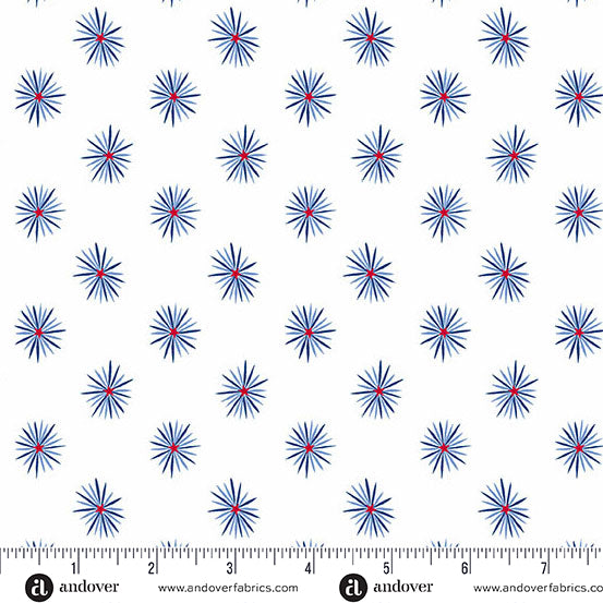 (5 yd) Andover/Makower UK Tradition A-1327-LB Light Blue Star Burst