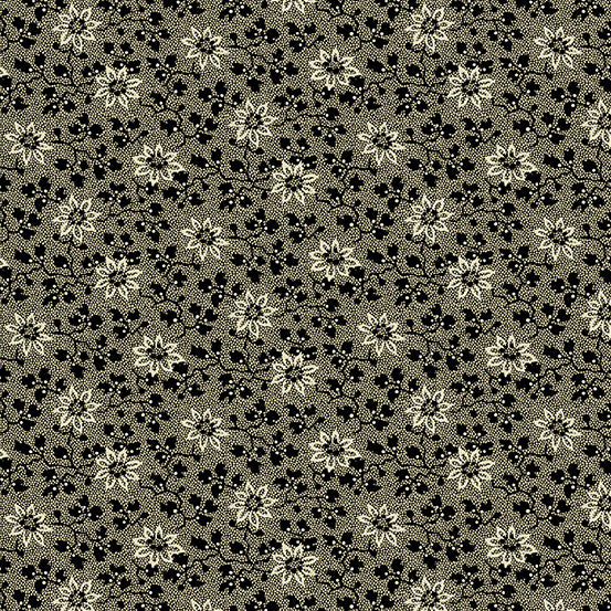 (2.5 yd) Andover/Makower UK Reminiscence 335-K Black Floral