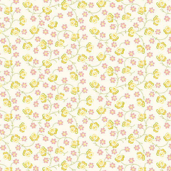 (4 yd) Andover/Makower UK Welcome Spring 404-Y Rose Vine Yellow