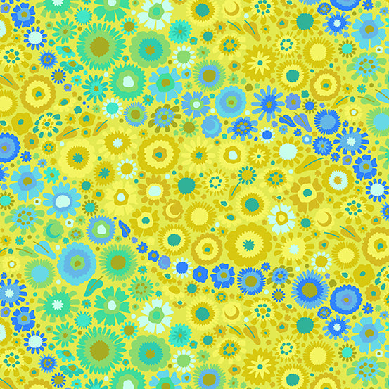 (3.5 yd) Andover Allison Glass Thicket 429-Y Zinnia Yellow