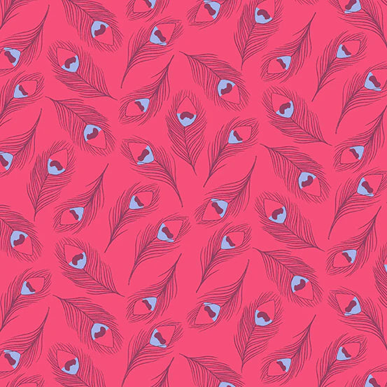 (3 yd) Andover/Makower UK Enchanted Bloom 894-R Peacock Plumes