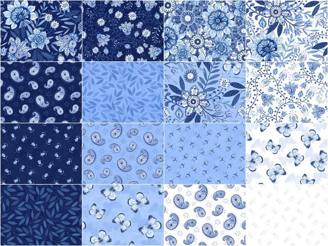 Wilmington Prints - 40 Karat Crystals - Blooming Blue