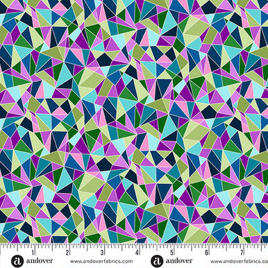 (1.5 yd) Andover/Makower UK Tropica Stripe 152-B Mosaic