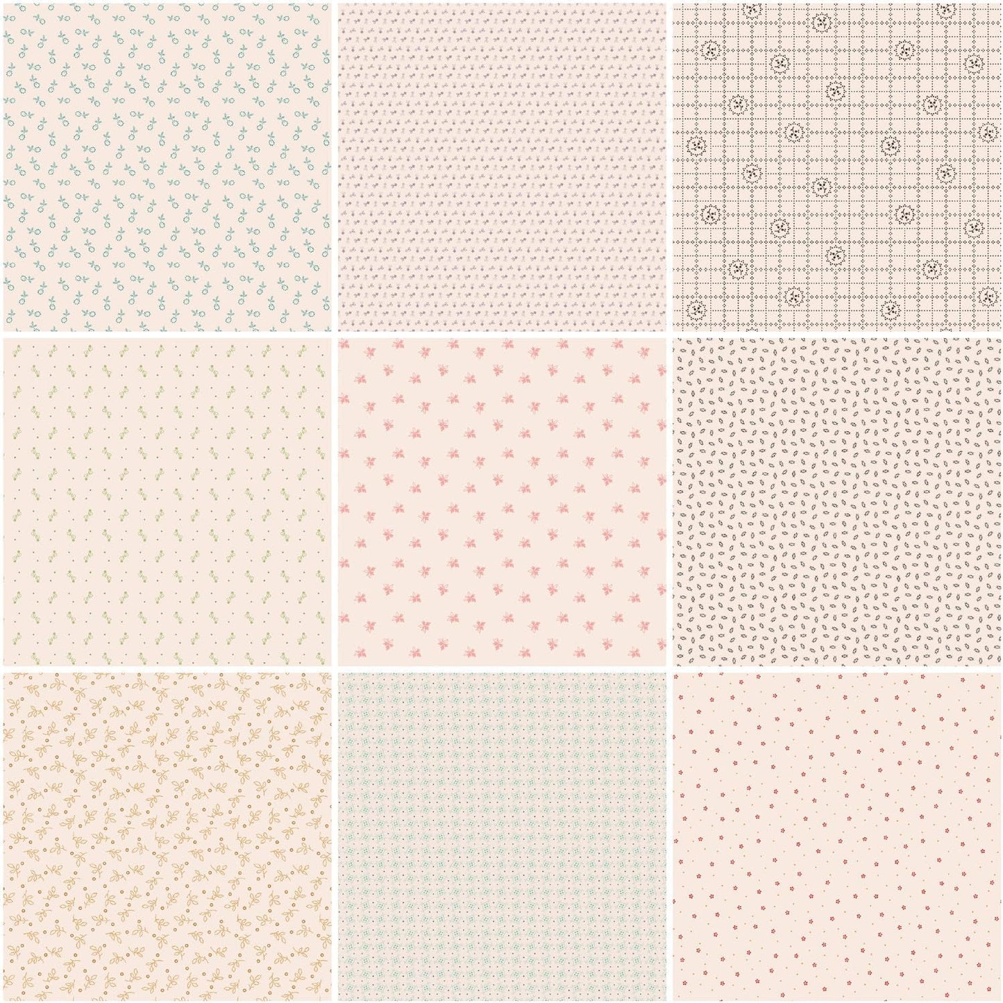 Charm Pack 5x5 Squares - Riley Blake Gentler Times Backgrounds 5-inch Stacker - 40 5" Square
