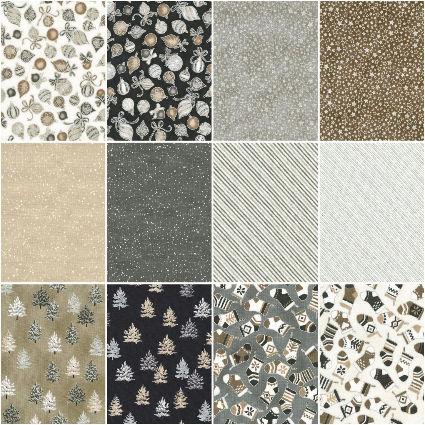 Charm Pack 5x5 Squares - Robert Kaufman Holiday Charms Taupe - 40 5" Squares