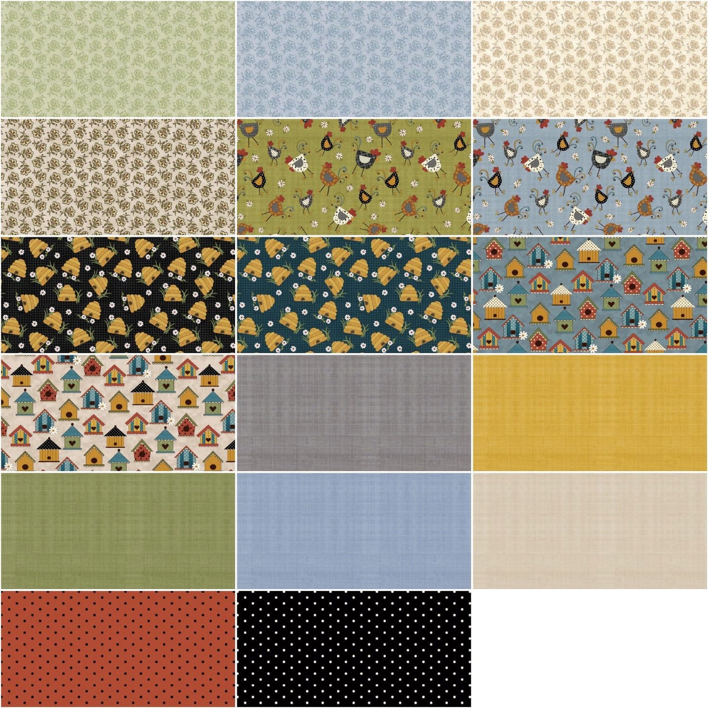 Benartex Prairie Chicks Strip-pies - 40 2.5" Strips