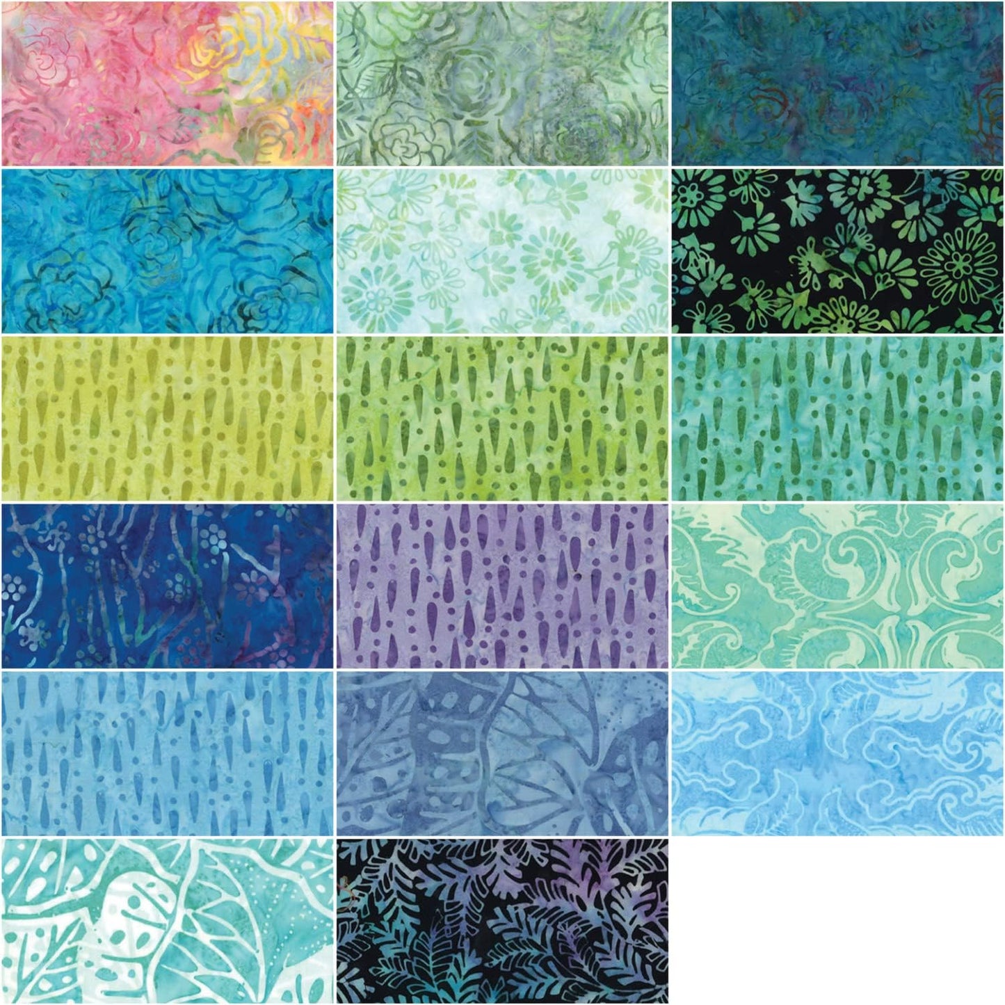 Charm Pack 5x5 Squares - Benartex Bali Batik Sweet Rose I - 40 5" Squares