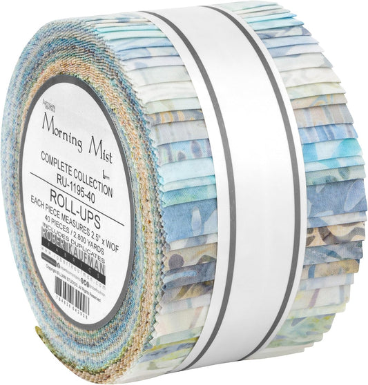 Robert Kaufman Artisan Batiks: Morning Mist Roll-up - 40 Total Strips