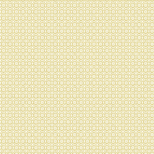 (5 yd) Benartex Merry & Bright Mini Floral Foulard Cream 8803M-07 (Gold Metallic)