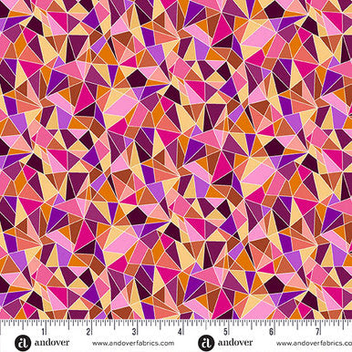 (1.5 yd) Andover/Makower UK Tropica Stripe 152-P Mosaic
