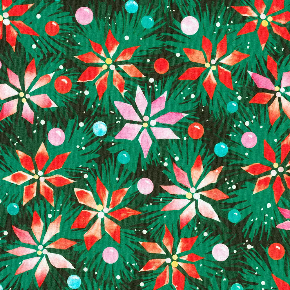(3 yd) Robert Kaufman Afterglow WELD-21763-274 Spruce Poinsettia
