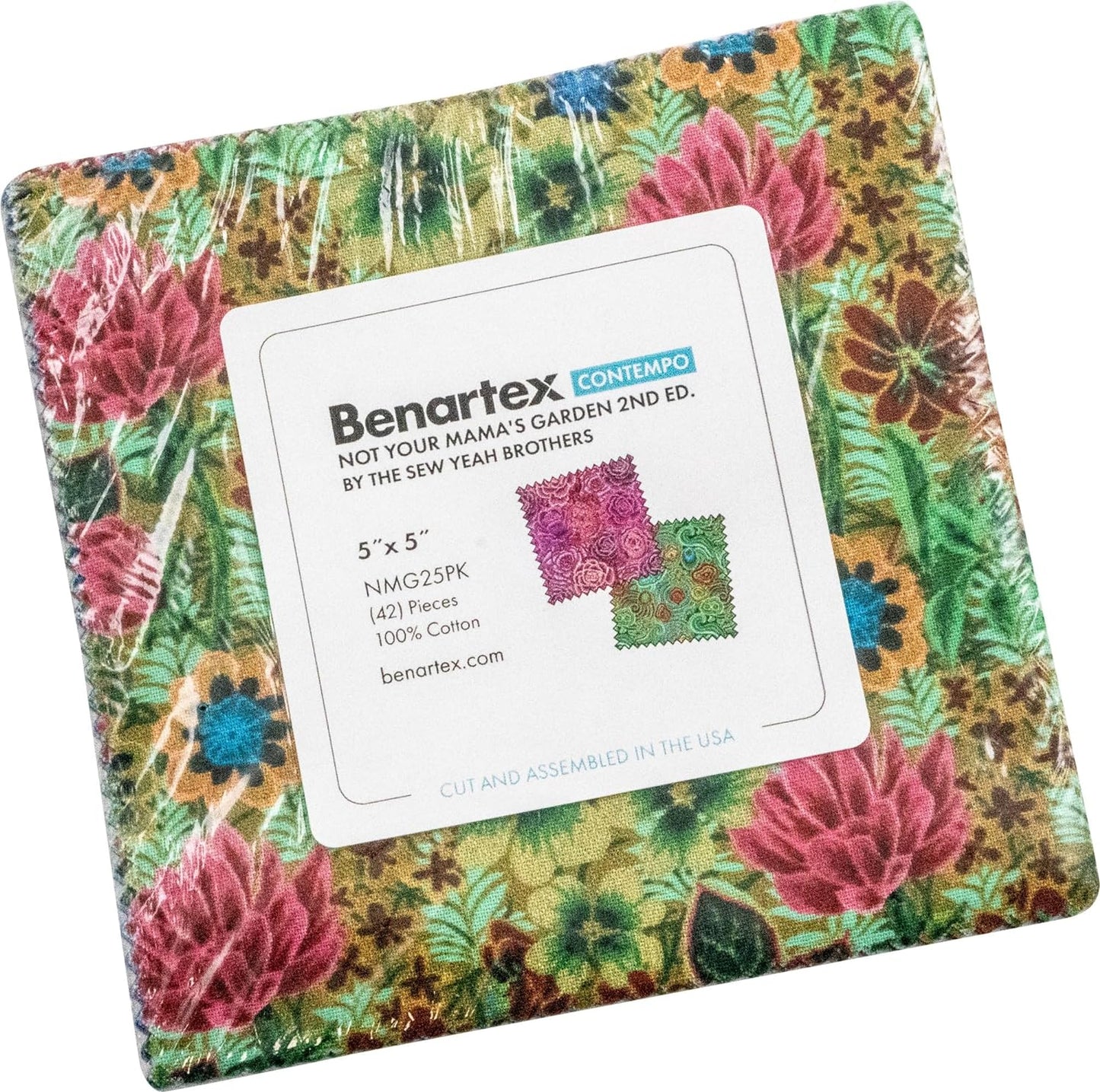 Charm Pack 5x5 Squares - Benartex Not Your Mama's Garden - 40 5" Squares