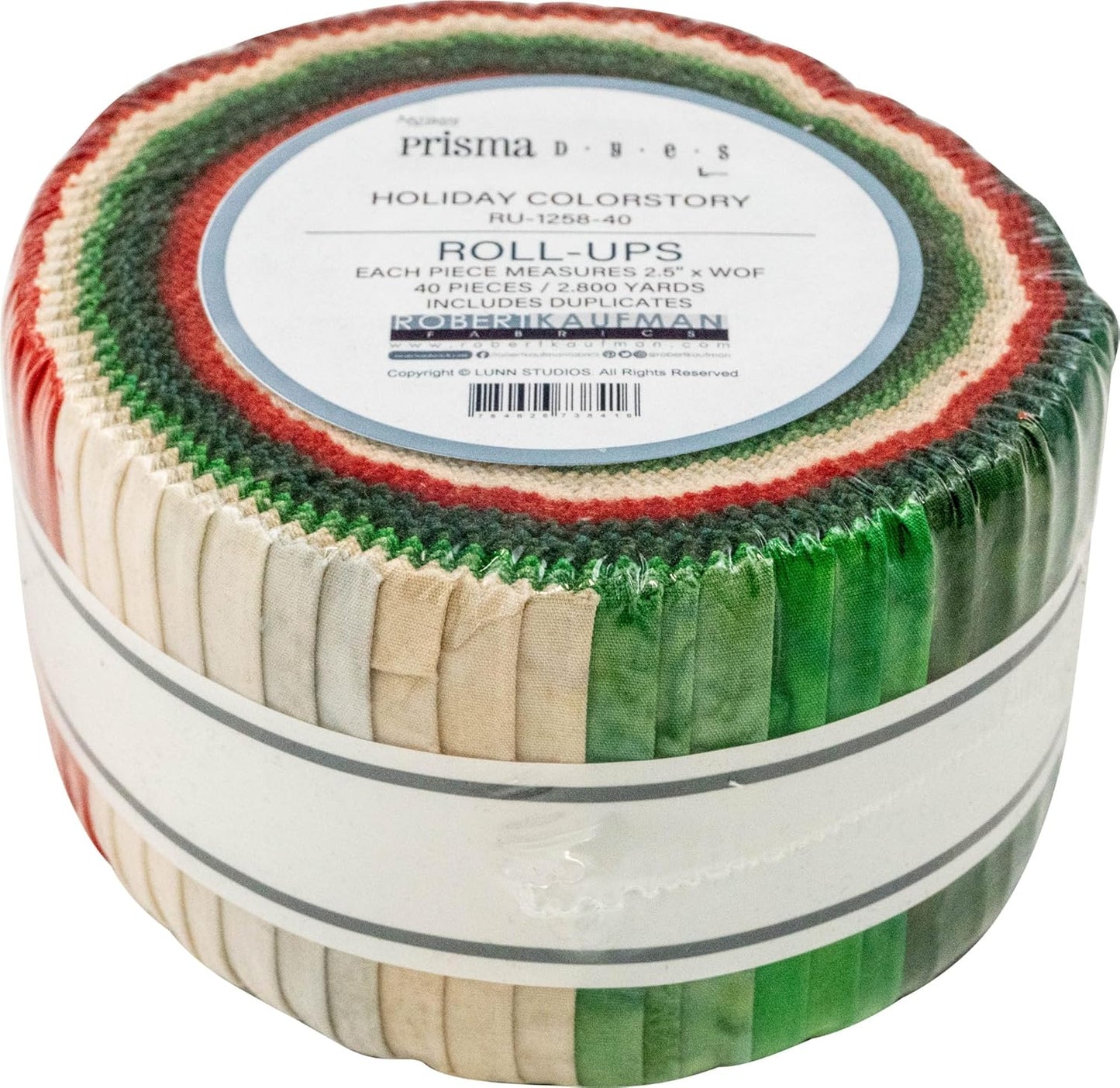 Robert Kaufman Artisan Batiks: Prisma Dyes Holiday Roll-up - 40 Total Strips