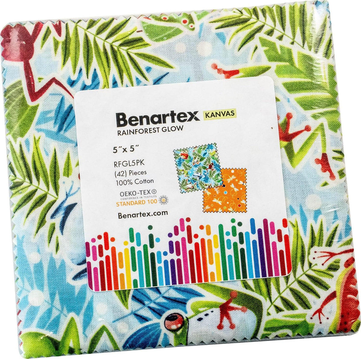 Charm Pack 5x5 Squares - Benartex Rainforest Glow - 40 5" Squares