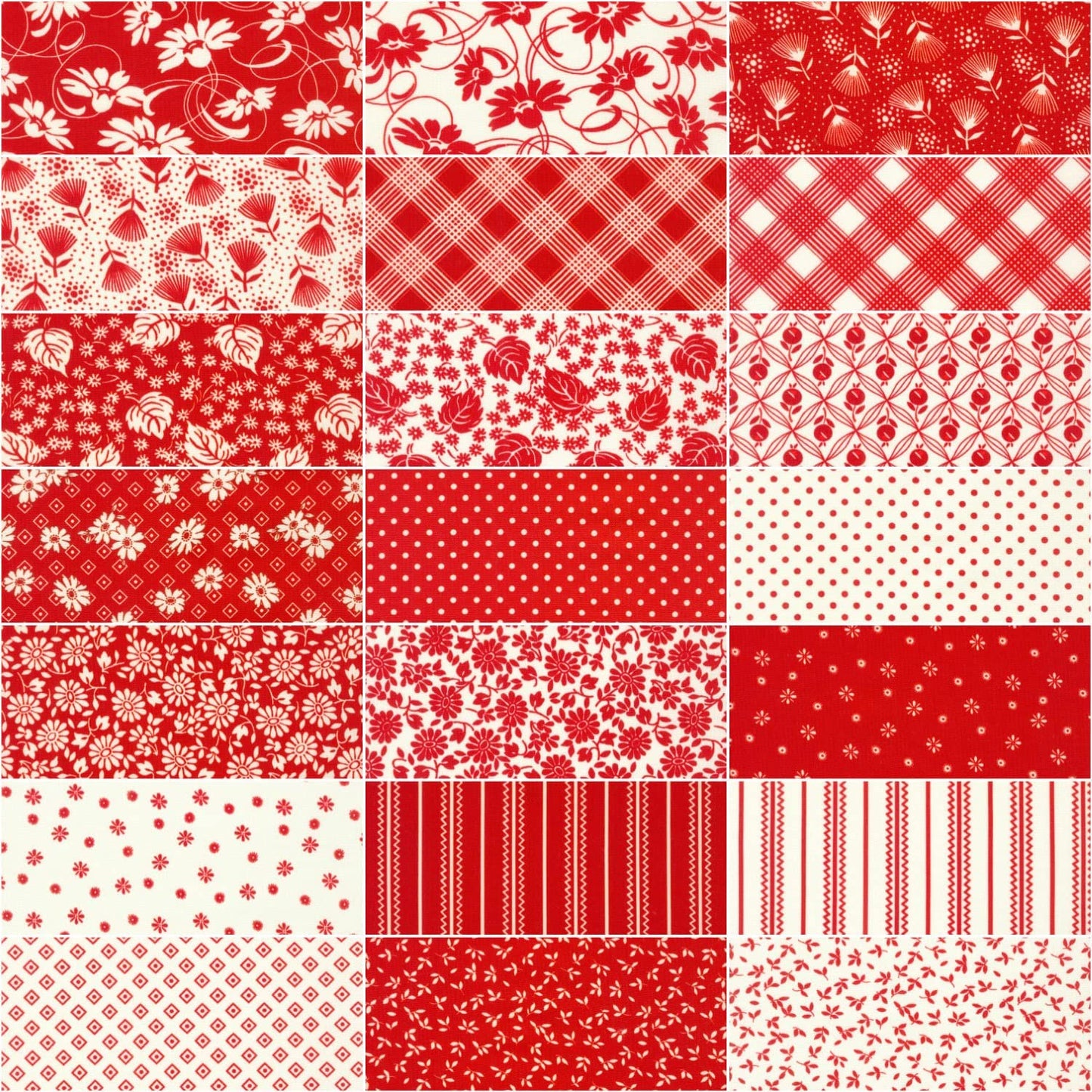 Robert Kaufman Daisy's Redwork (Flowerhouse) Roll-up - 40 Strip Roll