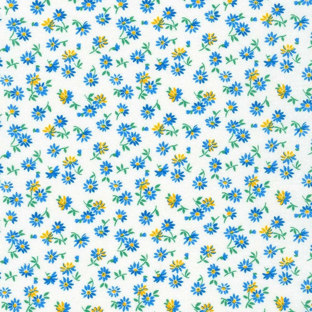(4.5 yd) Robert Kaufman 1930s Basics FLH-21224-4 Blue Floral