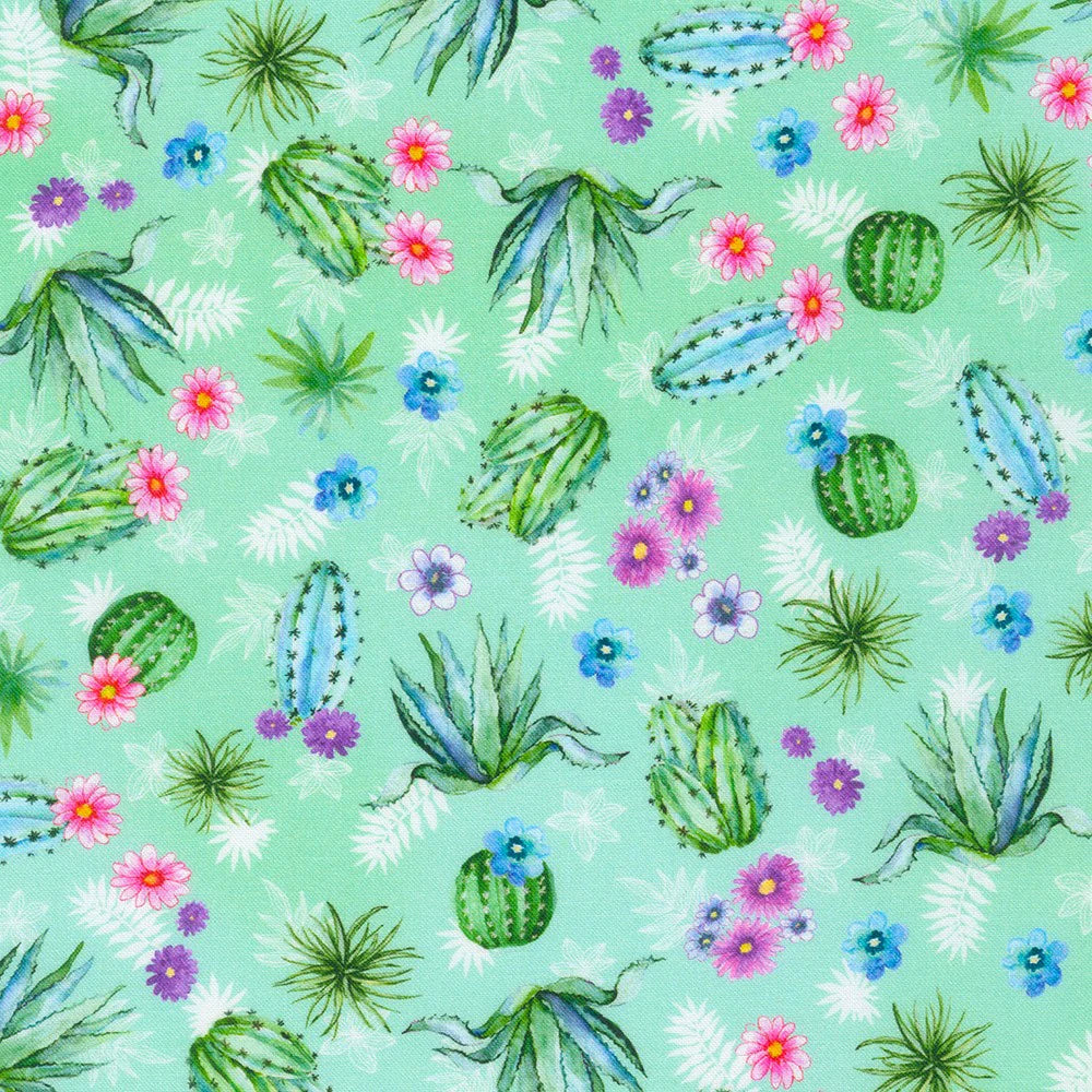 (3 yd) Robert Kaufman Desert Blooms AHVD-21979-70 Aqua