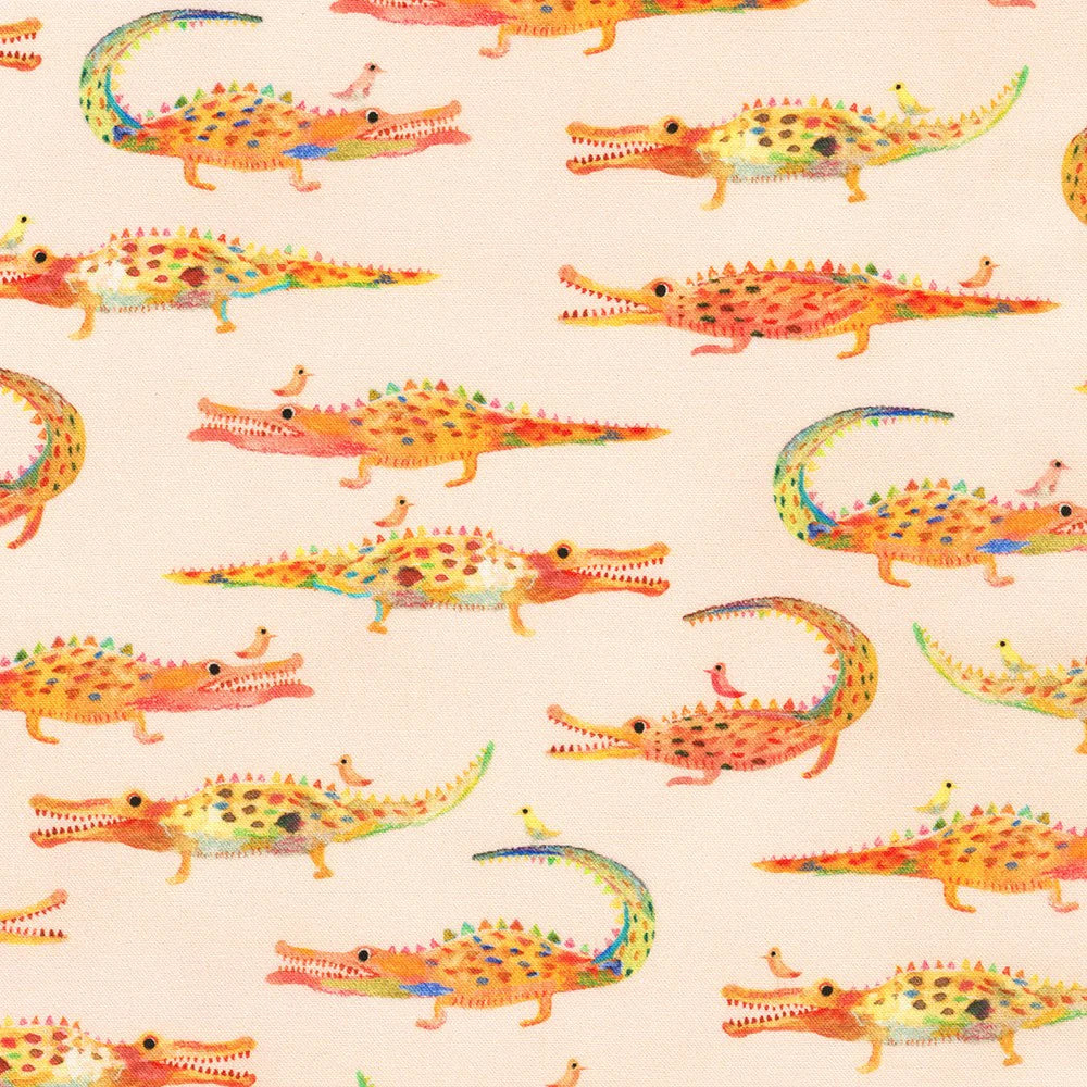 (1.5 yd) Robert Kaufman Flora & Fun ANAD-22005-144 Peach Crocs